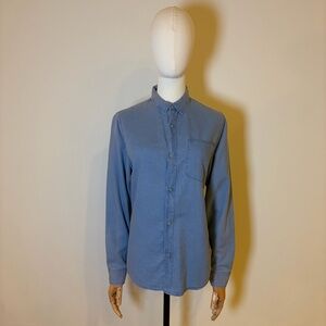Zara Kids Blue Button-Down Shirt Size 13-14 Cotton Viscose Blend